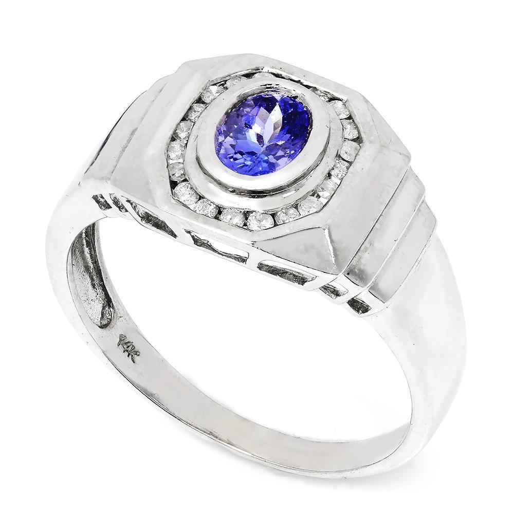 Once Upon A Diamond Ring Men’s Tanzanite Ring with Diamonds 14K 1.60ctw