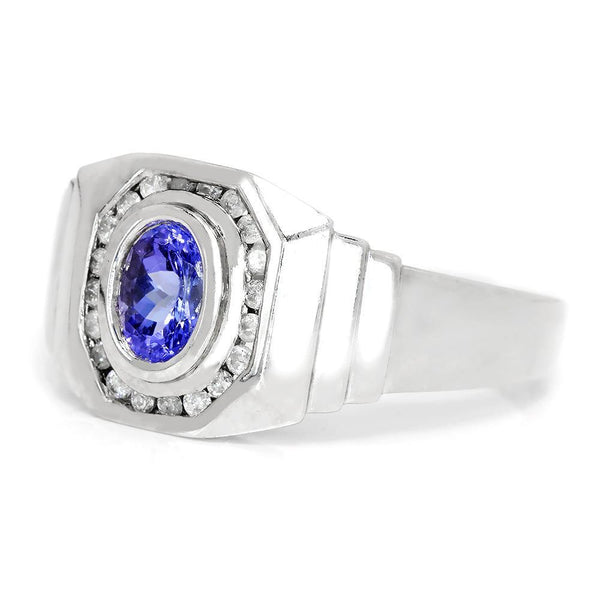 Men’s Tanzanite Ring with Diamonds 14K 1.60ctw - Image 3