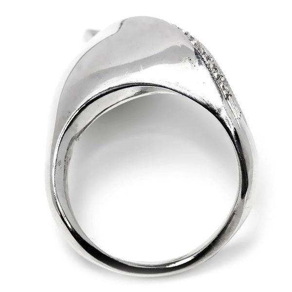 Handmade Curved Ring with Single Cut Diamonds in 18k White Gold - Image 2