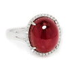 Once Upon A Diamond Ring Oval Cabochon Ruby Halo Ring with Diamonds in 18kt White Gold 11.28ctw