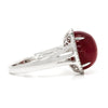 Once Upon A Diamond Ring Oval Cabochon Ruby Halo Ring with Diamonds in 18kt White Gold 11.28ctw