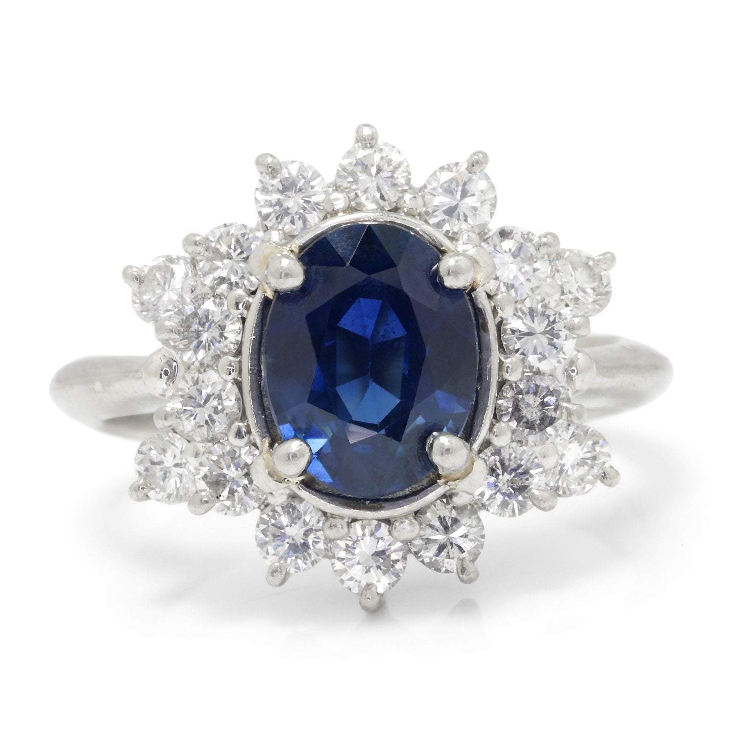 Once Upon A Diamond Ring Platinum Certified Oval Blue Sapphire Ring with Diamonds Platinum 3.45ctw