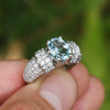 Once Upon A Diamond Ring Platinum Vintage Oval Aquamarine Ring with Diamonds 18K White Gold 2.63ctw