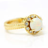 Once Upon A Diamond Ring Round Opal Halo Diamond Ring 14K Yellow Gold .85ctw