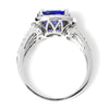 Once Upon A Diamond Ring Sideways Oval Tanzanite Halo Ring with Diamonds 14K White Gold 3.00ctw