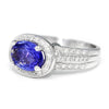 Once Upon A Diamond Ring Sideways Oval Tanzanite Halo Ring with Diamonds 14K White Gold 3.00ctw