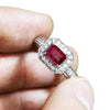 Once Upon A Diamond Ring Sideways Ruby Halo Engagement Ring with Diamonds 14K 1.50ctw