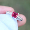 Once Upon A Diamond Ring Square Ruby Solitaire Ring with Diamonds 14K 1.27ctw