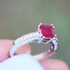 Once Upon A Diamond Ring Square Ruby Solitaire Ring with Diamonds 14K 1.27ctw