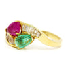 Once Upon A Diamond Ring Vintage Cabochon Emerald Ruby Ring with Diamonds in 18kt Yellow Gold 2.58ctw