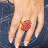Once Upon A Diamond Ring Vintage Ruby Ring with Briolette Sapphire’s in 18kt Yellow Gold 27.00ctw