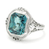 Antique Solitaire Created Zircon Ring 18K White Gold 5.00ct