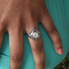 Art Deco Old Mine Cut Diamond Ring with Sapphires 18K 0.85ctw