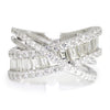 Once Upon A Diamond Ring White Gold Baguette & Round Diamond Crossover Ring White Gold 2.46ctw