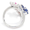 Once Upon A Diamond Ring White Gold Blue & Pink Sapphire Flower Bypass Ring with Diamonds 18K