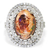 Once Upon A Diamond Ring White Gold Boulder Fossil Opal Halo Ring with Diamonds 18K White Gold 5.77ctw