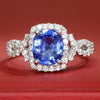 Once Upon A Diamond Ring White Gold Certified NO HEAT Sapphire Ring with Diamonds 14K White Gold