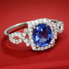 Once Upon A Diamond Ring White Gold Certified NO HEAT Sapphire Ring with Diamonds 14K White Gold