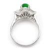Once Upon A Diamond Ring White Gold Certified Untreated Jade Ballerina Ring with Diamonds 18 1.60ctw