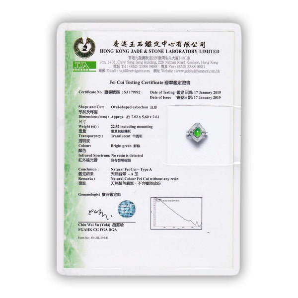 Certified Jade Ballerina Ring with Diamonds 18K White Gold - Image 2