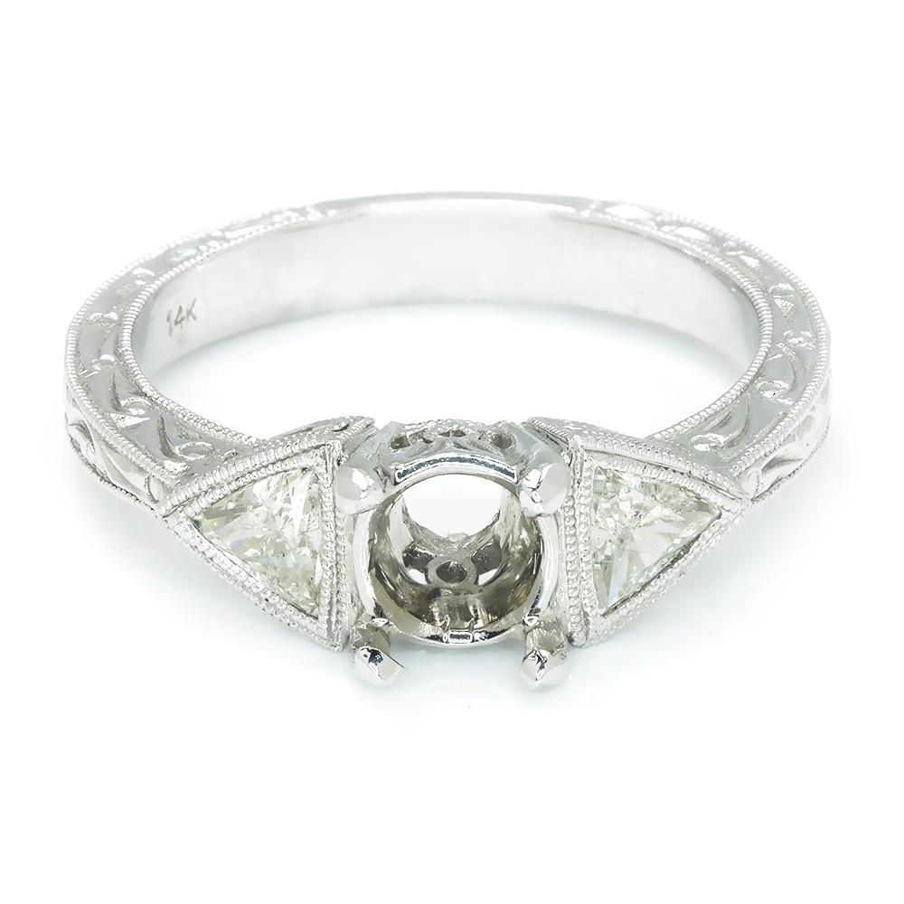 Once Upon A Diamond Ring White Gold Diamond 3-Stone Engagement Ring Semi Mount Setting .50ctw