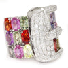 Once Upon A Diamond Ring White Gold Diamond Belt Buckle Ring with Multi-Color Sapphire's 14K