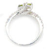 Once Upon A Diamond Ring White Gold Double Peridot & Diamond Bypass Ring 14K White Gold 0.87ctw