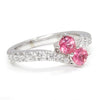 Once Upon A Diamond Ring White Gold Double Pink Tourmaline &  Diamond Bypass Ring 14K 1.25ctw