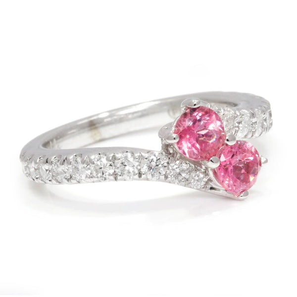 Double Pink Tourmaline & Diamond Bypass Ring 14K 1.25ctw - Image 3
