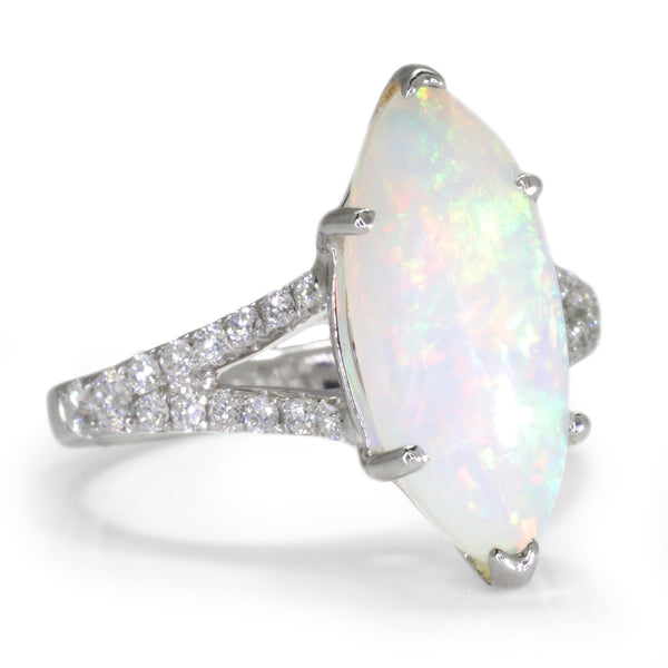 Marquise Split Shank Opal Ring with Diamonds 18K 3.83ctw - Image 3