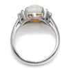 Once Upon A Diamond Ring White Gold Oval Opal 3-Stone Ring with Diamonds 14K White Gold 2.50ctw