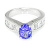 Once Upon A Diamond Ring White Gold Oval Tanzanite Ring with Diamonds 18K White Gold 2.00ctw