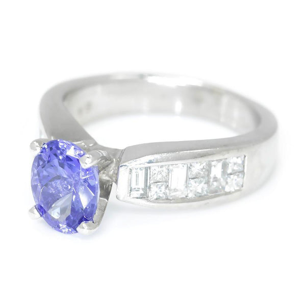 Oval Tanzanite Ring with Diamonds 18K White Gold 2.00ctw - Image 3