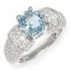 Once Upon A Diamond Ring White Gold Vintage Oval Aquamarine Ring with Diamonds 18K White Gold 2.63ctw