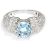 Once Upon A Diamond Ring White Gold Vintage Oval Aquamarine Ring with Diamonds 18K White Gold 2.63ctw