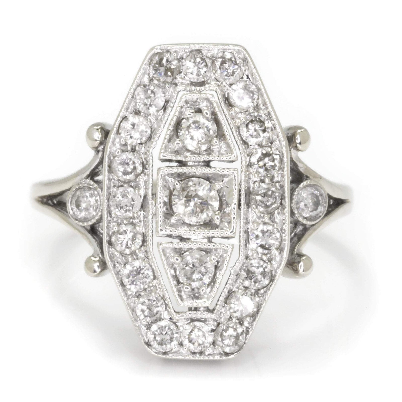 Vintage Reproduction Diamond Dinner Ring 14K .65ctw