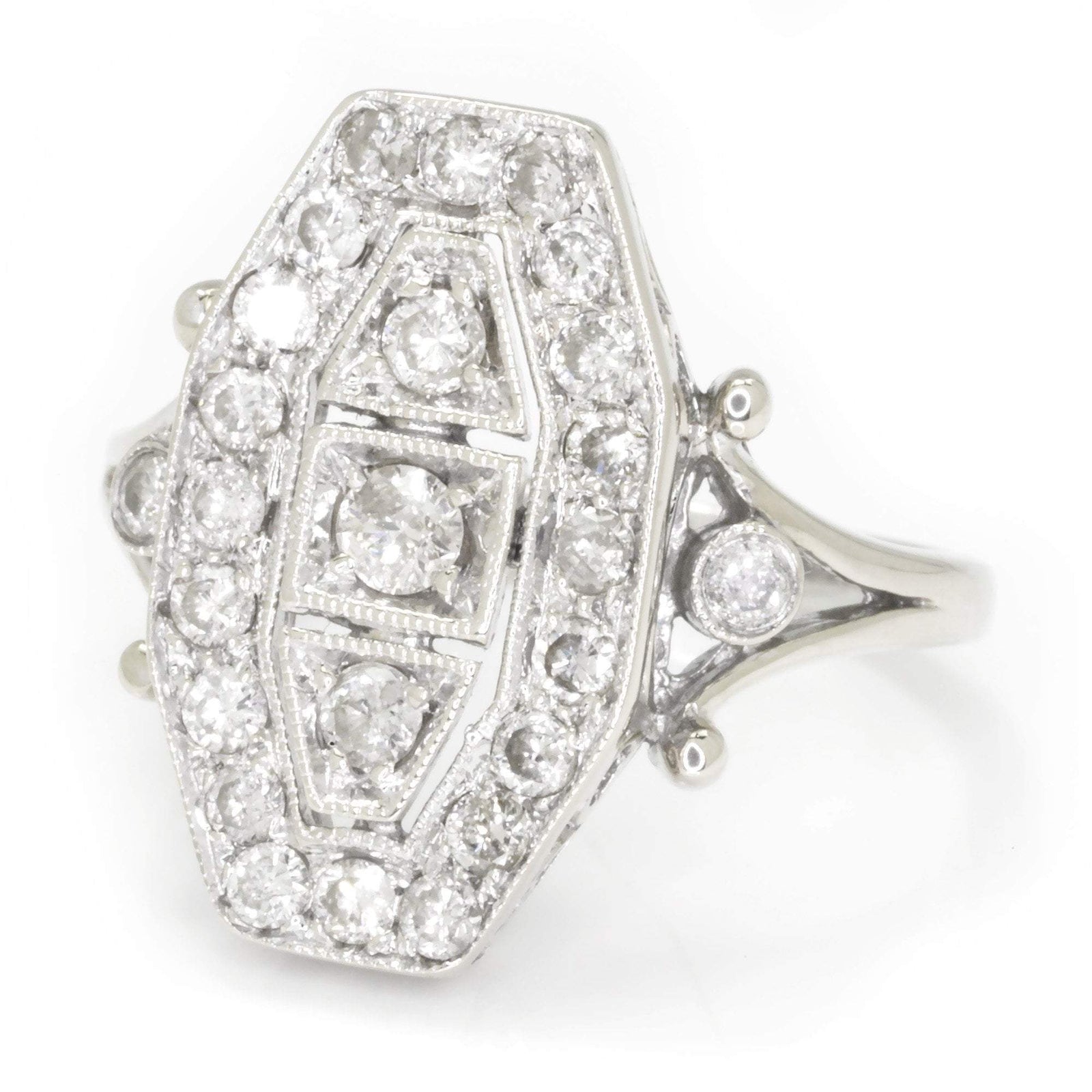 Vintage Reproduction Diamond Dinner Ring 14K .65ctw