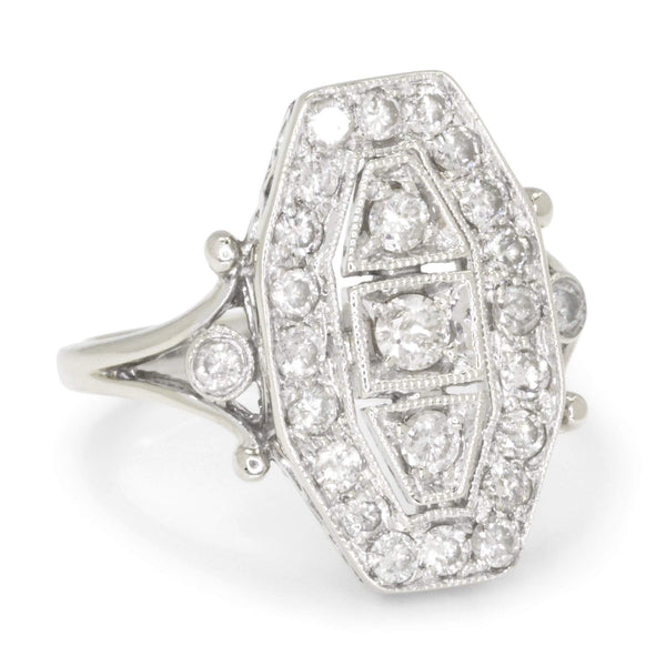 Vintage Reproduction Diamond Dinner Ring 14K .65ctw - Image 3