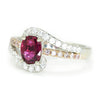 Once Upon A Diamond Ring White & Rose Gold Oval Ruby Swirl Ring with Pink Diamonds 18K 1.58ctw