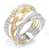 Once Upon A Diamond Ring White & Yellow Gold Diamond Criss-Cross Buckle Band White & Yellow Gold 0.93ctw