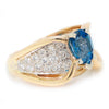 Once Upon A Diamond Ring White & Yellow Gold Pear Cut Blue Topaz Ring with Diamonds 14K 2-Tone Gold 1.75ctw