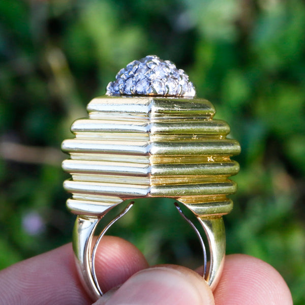 Vintage Round Diamond Step Ring 18K Yellow Gold 0.75ctw - Image 2