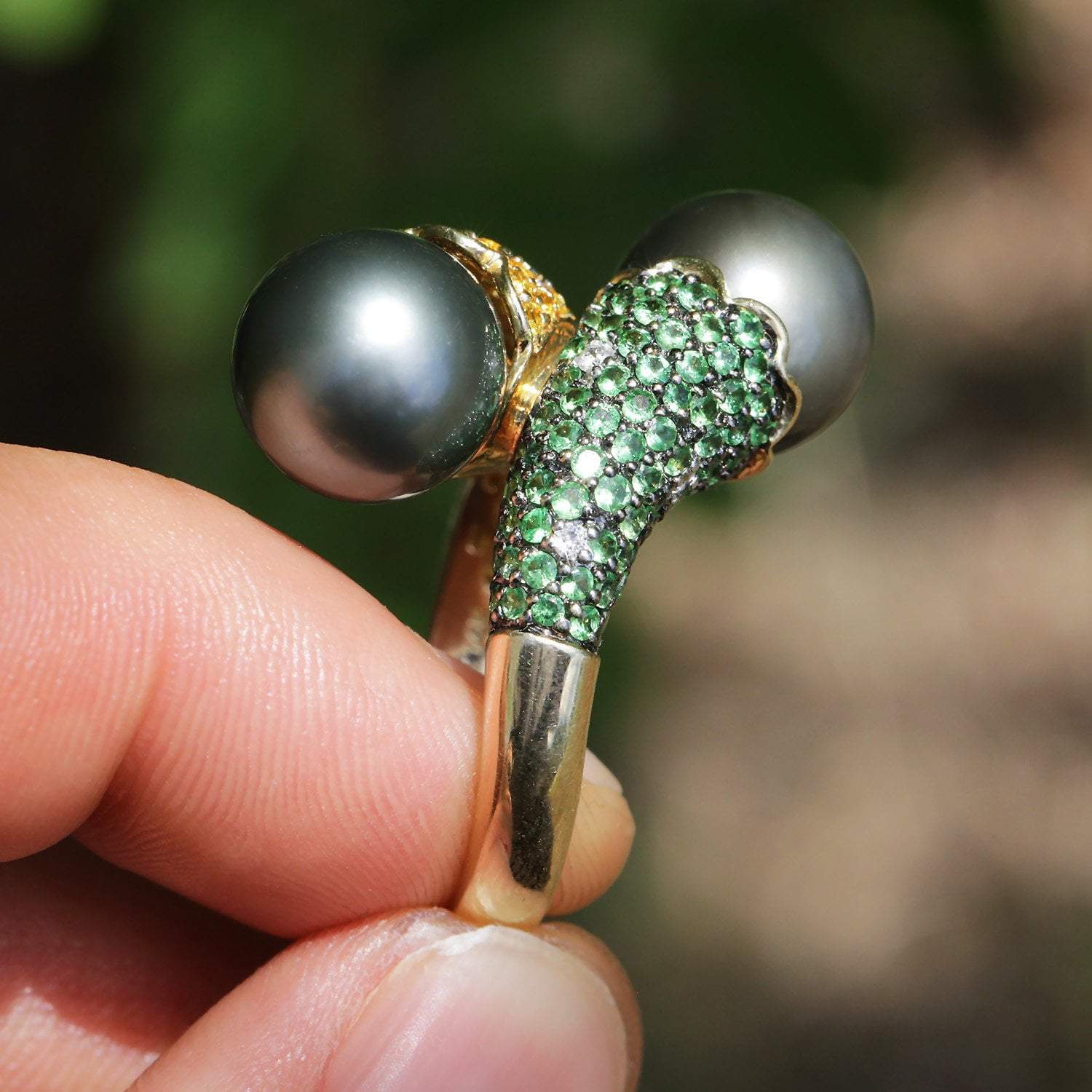 Tahitian Pearl Rings, 14k Black Pearl Rings, 14k White Gold Black Tahitian  Pearl & Diamond Ring, Black Pearl Jewelry, Size 5.5, SD566 - Etsy India