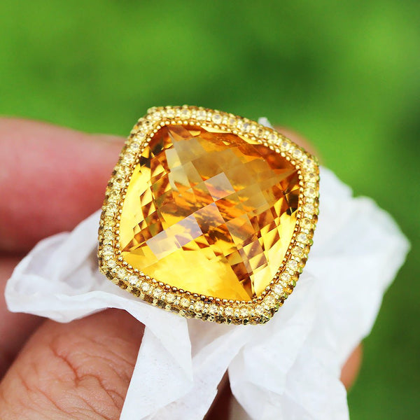 Alex Soldier Honey Citrine Textured Royal Ring 18K - Image 3