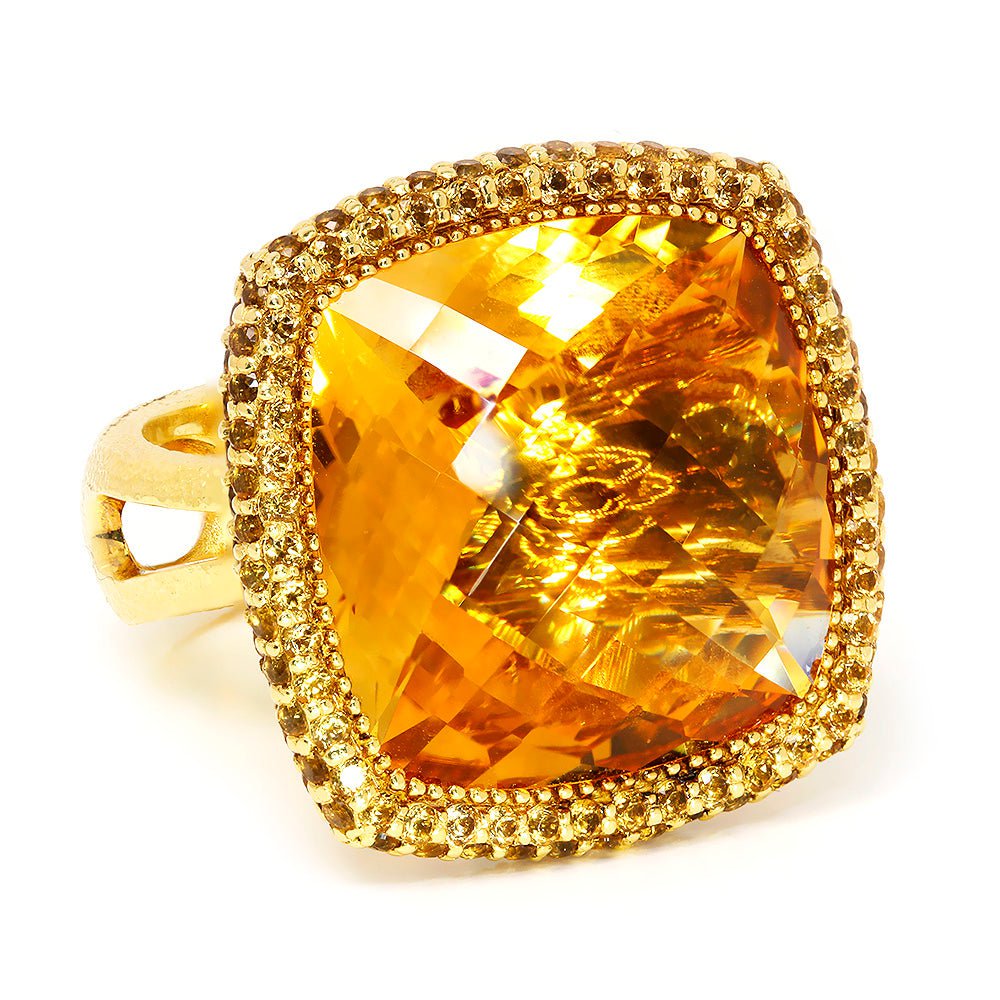 Once Upon A Diamond Ring Yellow Gold Alex Soldier Honey Citrine Textured Royal Ring 18K
