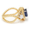 Once Upon A Diamond Ring Yellow Gold Certified Blue Sapphire 3-Stone Ring with Diamonds 14K