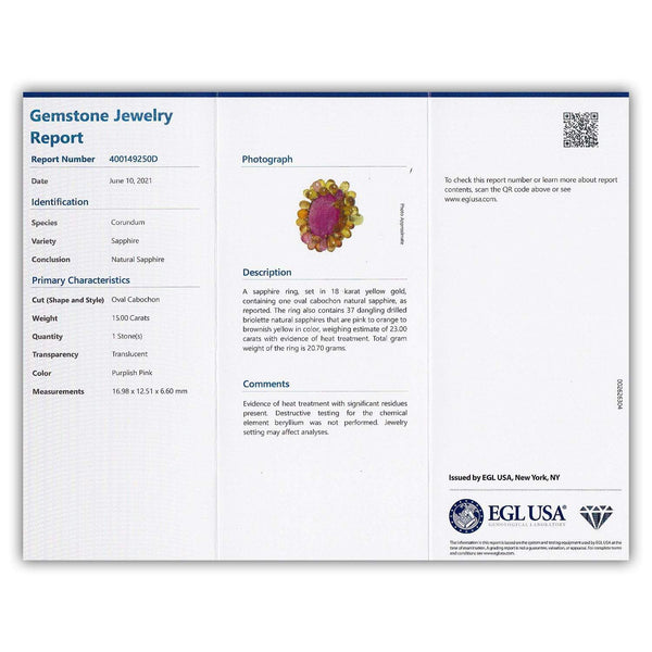 Certified Pink Sapphire Ring with Brioletts 18K 38.00ctw - Image 2