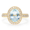 Once Upon A Diamond Ring Yellow Gold Erica Courtney Aquamarine Halo Eternity Ring with Diamonds 18K