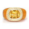 Once Upon A Diamond Ring Yellow Gold & Orange Enamel Citrine Halo Ring with Diamonds & Orange Enamel 14K Yellow Gold