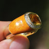 Once Upon A Diamond Ring Yellow Gold & Orange Enamel Citrine Halo Ring with Diamonds & Orange Enamel 14K Yellow Gold